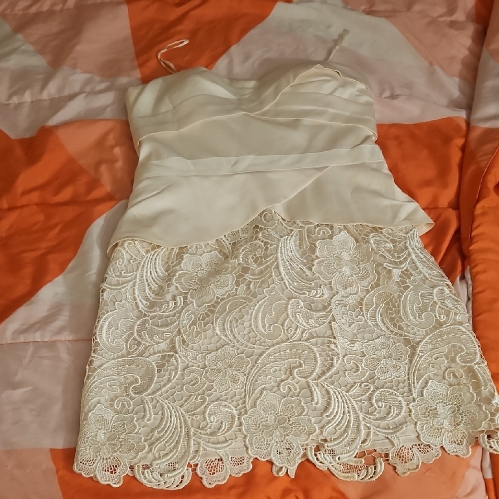 Adrianna Papell Cream Strapless Dress
